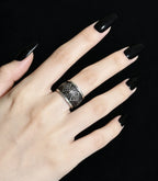 Gothic cross armor band worn — Dark Academia alternative bridal statement ring for men and women