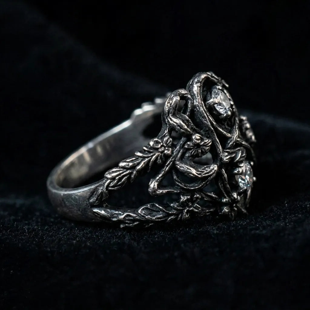 Blackthorn Vine Three-Stone Ring