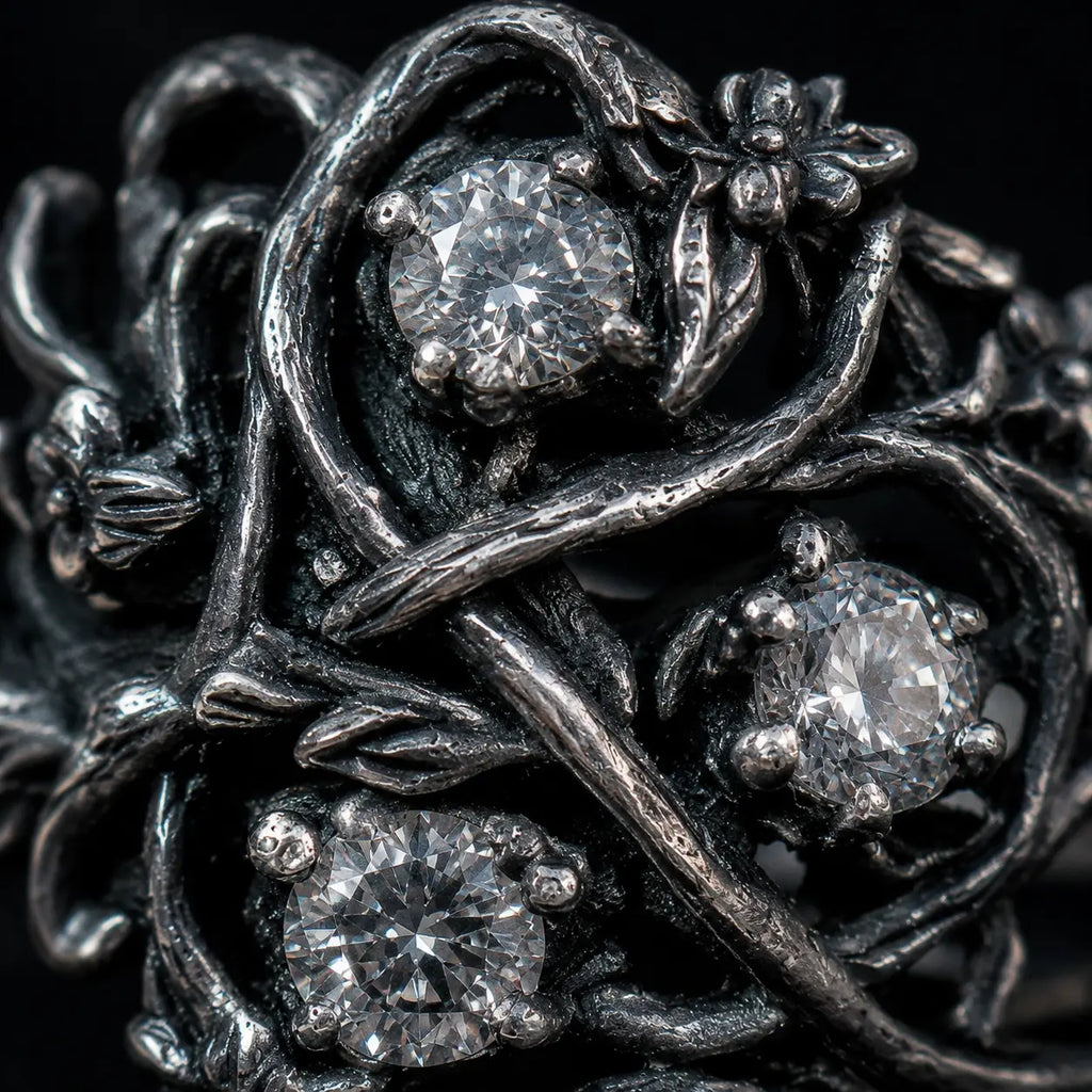 Blackthorn Vine Three-Stone Ring