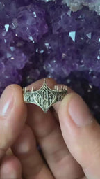 No Name Craft Co. Cathedral Citadel Crown Ring video — gothic 925 sterling silver medieval fortress ring