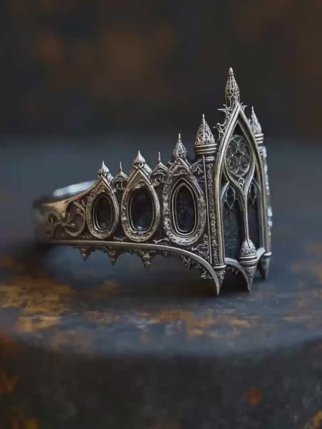 No Name Craft Co. Cathedral Crown Ring — gothic sterling silver ring design process video