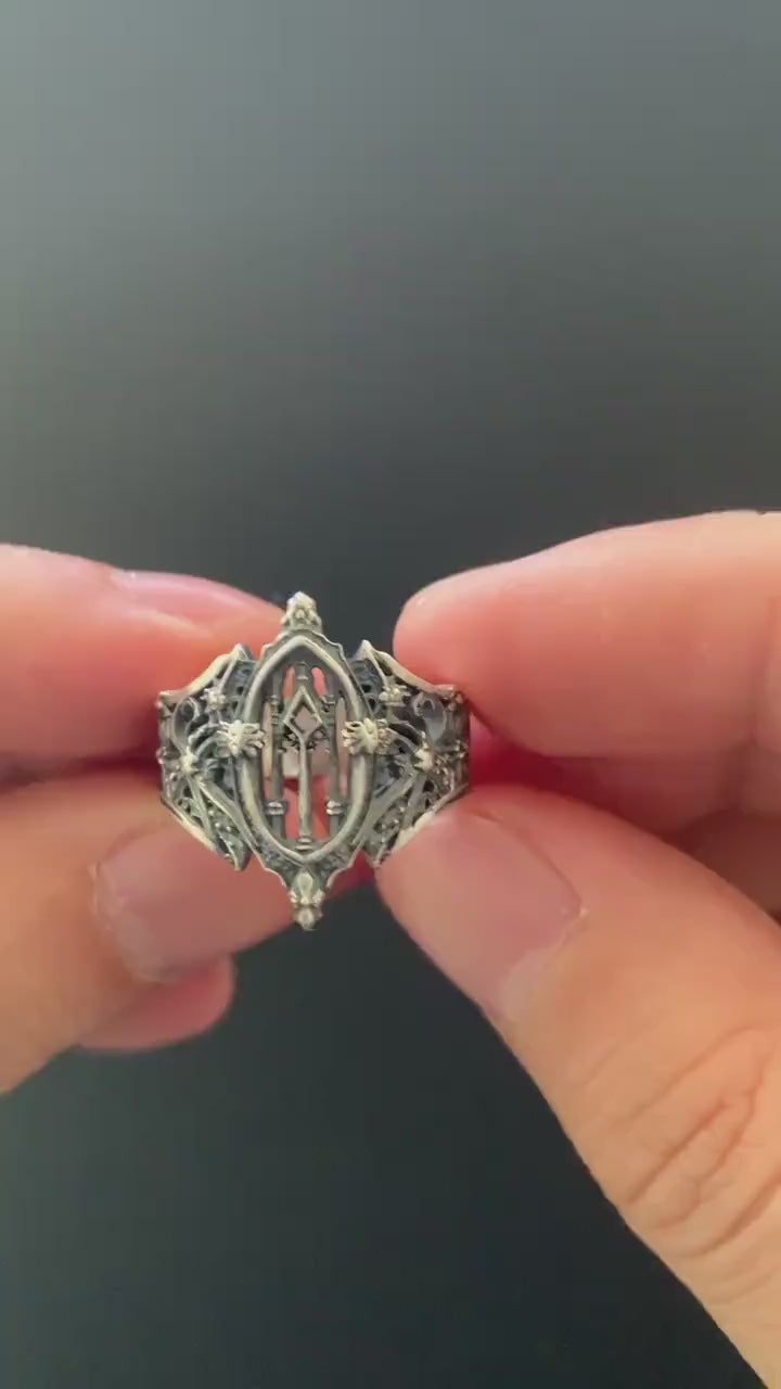 No Name Craft Co. Eternal Choir Ring — gothic sterling silver cathedral ring design video