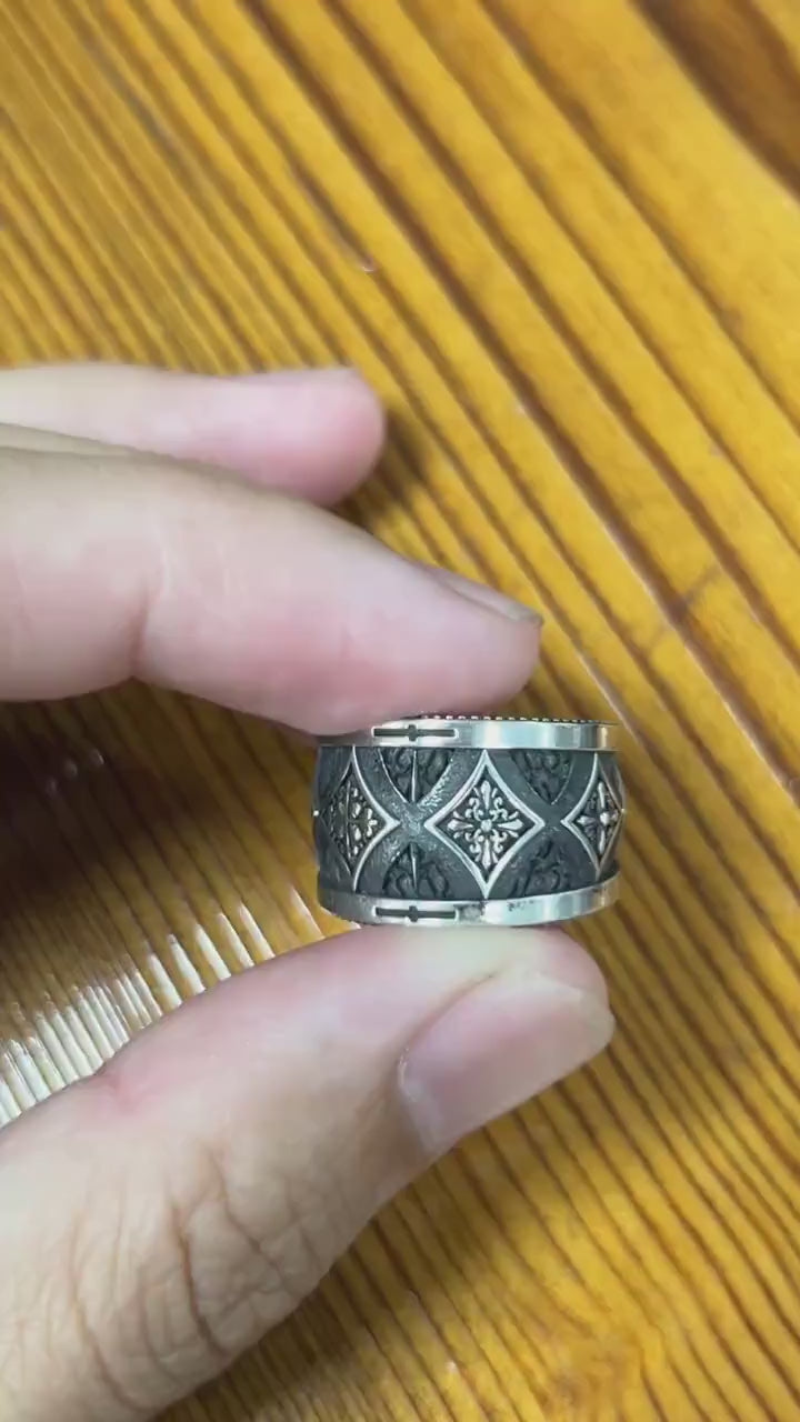No Name Craft Co. Gothic Cross Armor Band video — handcrafted 925 sterling silver medieval cross wide band ring